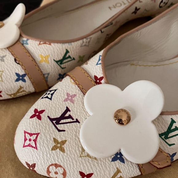New White Multicolour Monogram LV Murakami flats - Picture 2 of 16